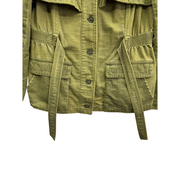 HEI HEI Women's Olive Green Utility Jacket Belted Ruffled Back Women's Size L - Picture 7 of 11